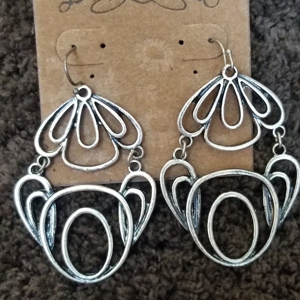 Lucky Brand Swirled Loop Antique Silver Earrings